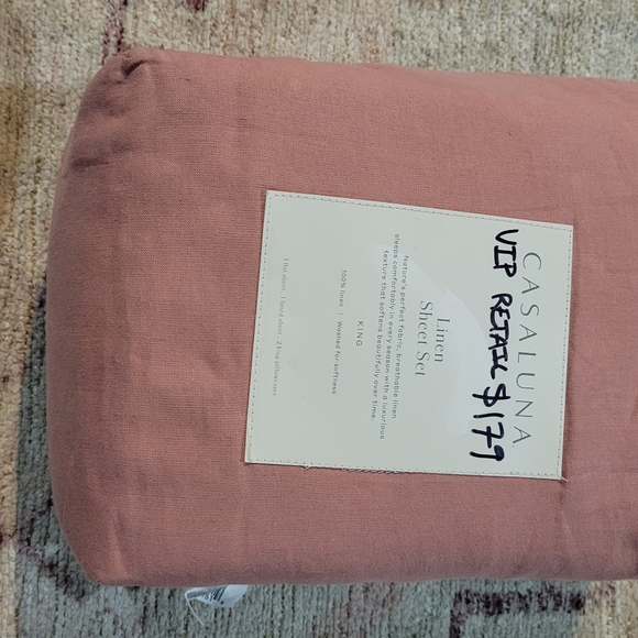 Casaluna Bedding Casaluna 0 Washed Linen Solid Sheet Set New Full